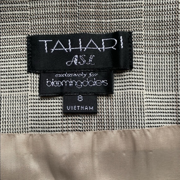 Tahari ASL Career Skirt Lined Glen Plaid Ivory Birchwood Size 8 $118 NWT - Picture 4 of 5